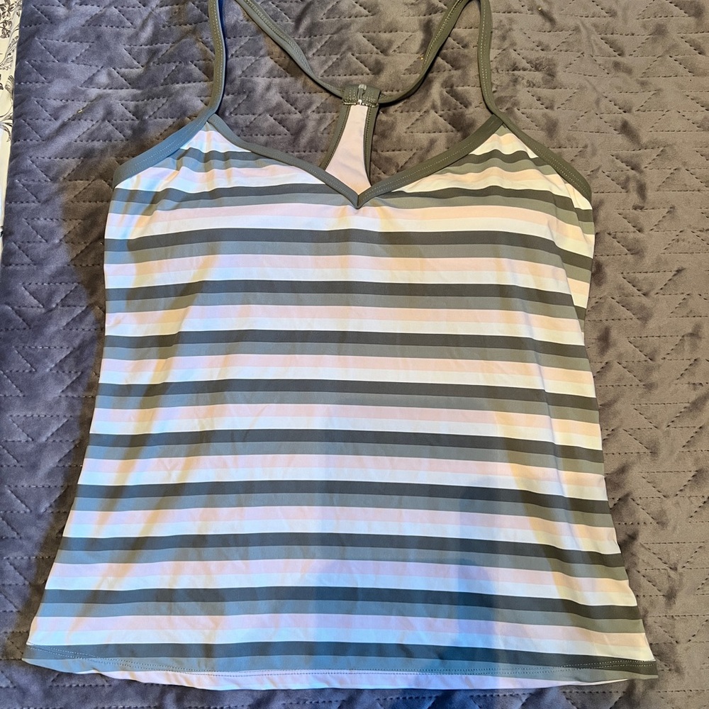 Racerback tankini with shelf bra